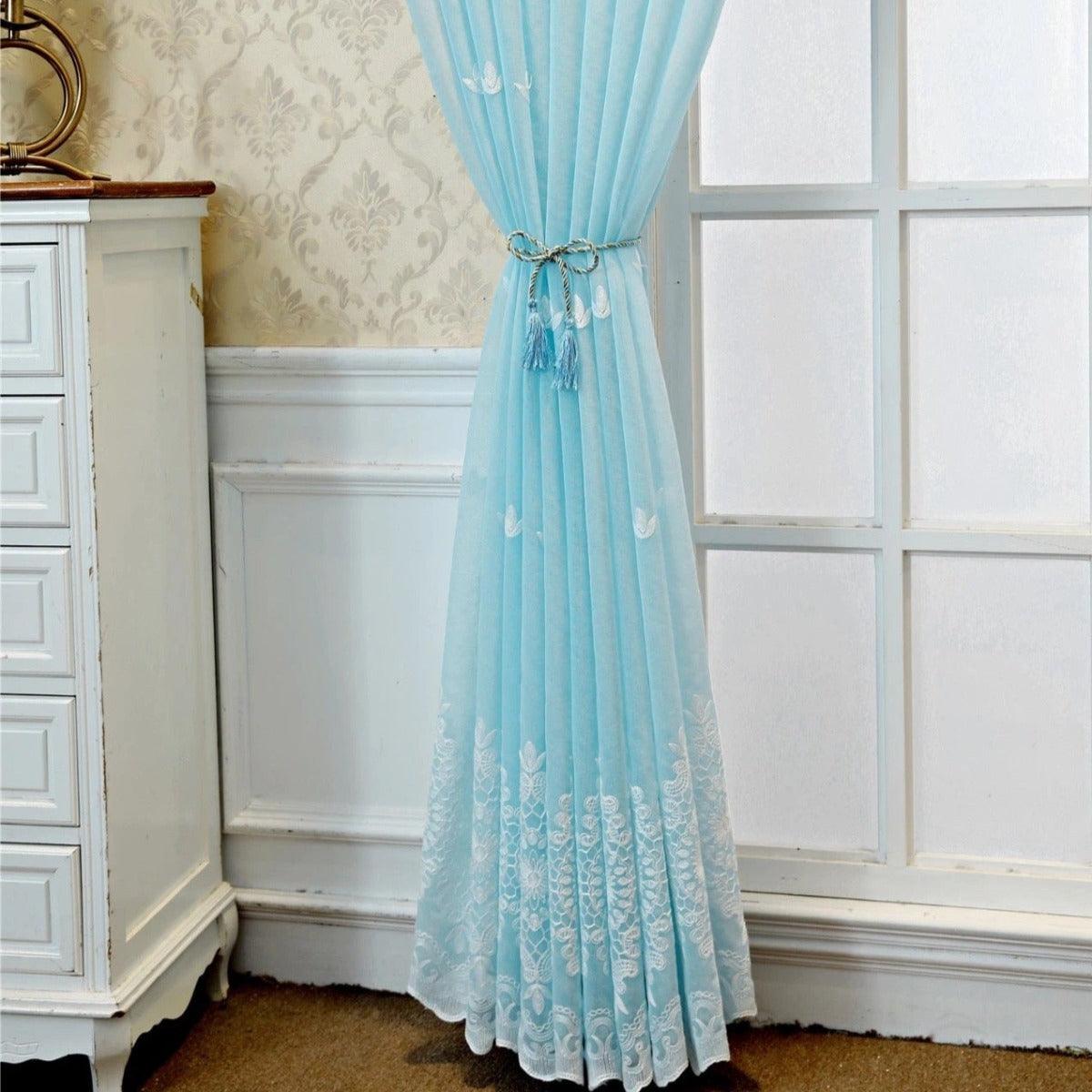 VICTORIAN VOGUE Embroidered Sheer Curtains - Home Curtains