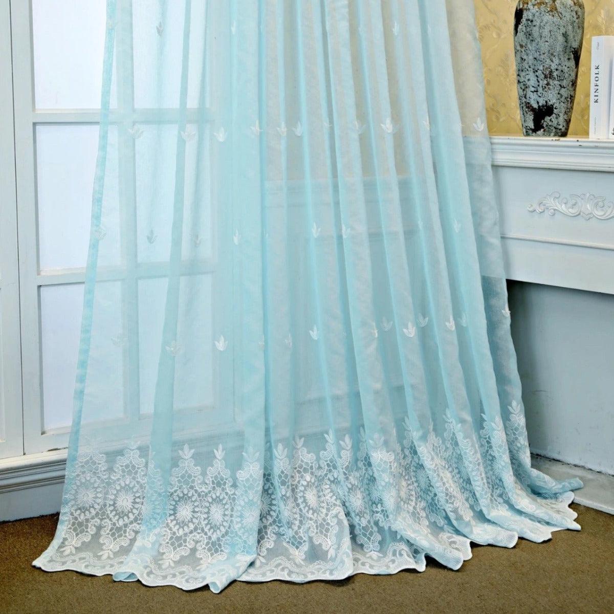 VICTORIAN VOGUE Embroidered Sheer Curtains - Home Curtains