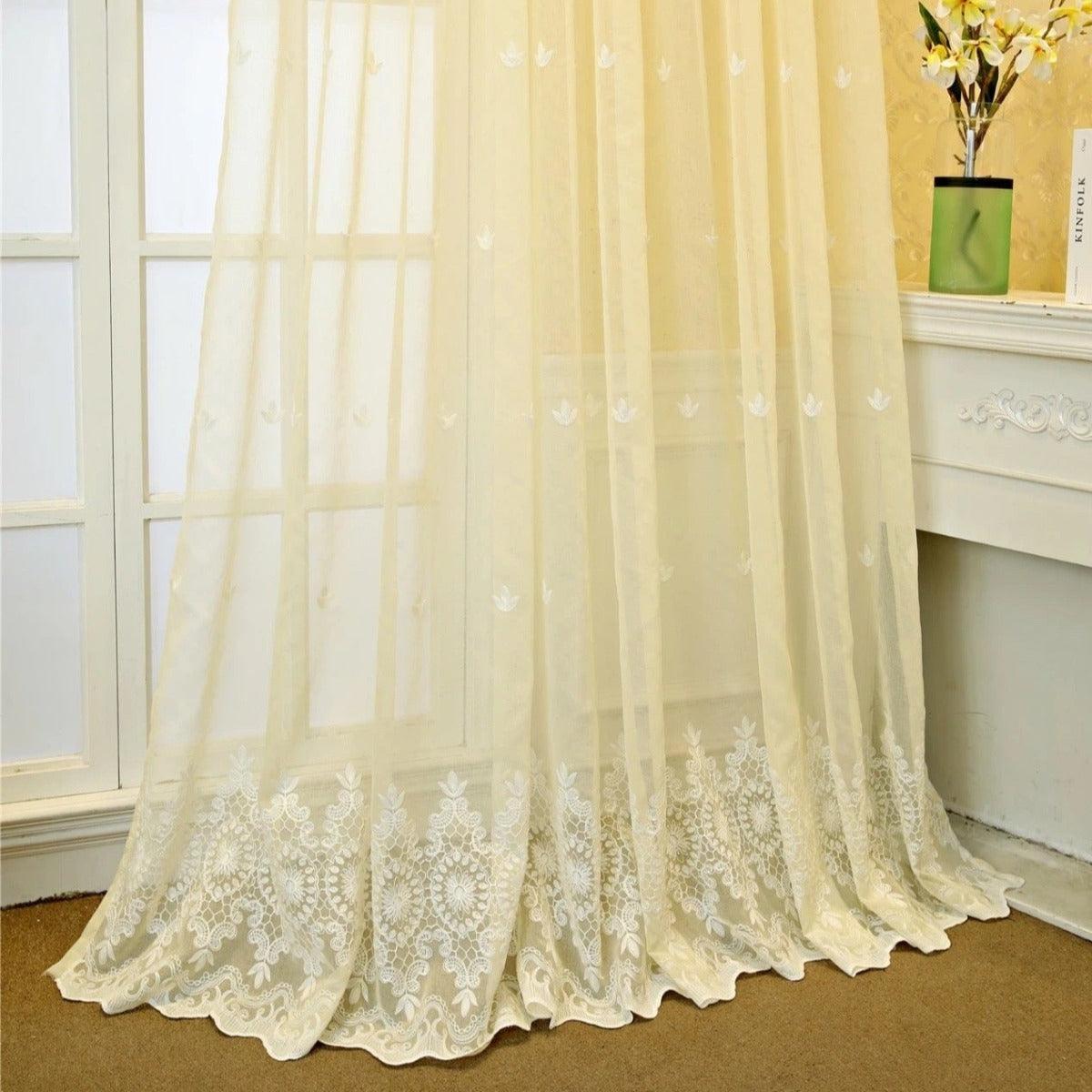 VICTORIAN VOGUE Embroidered Sheer Curtains - Home Curtains