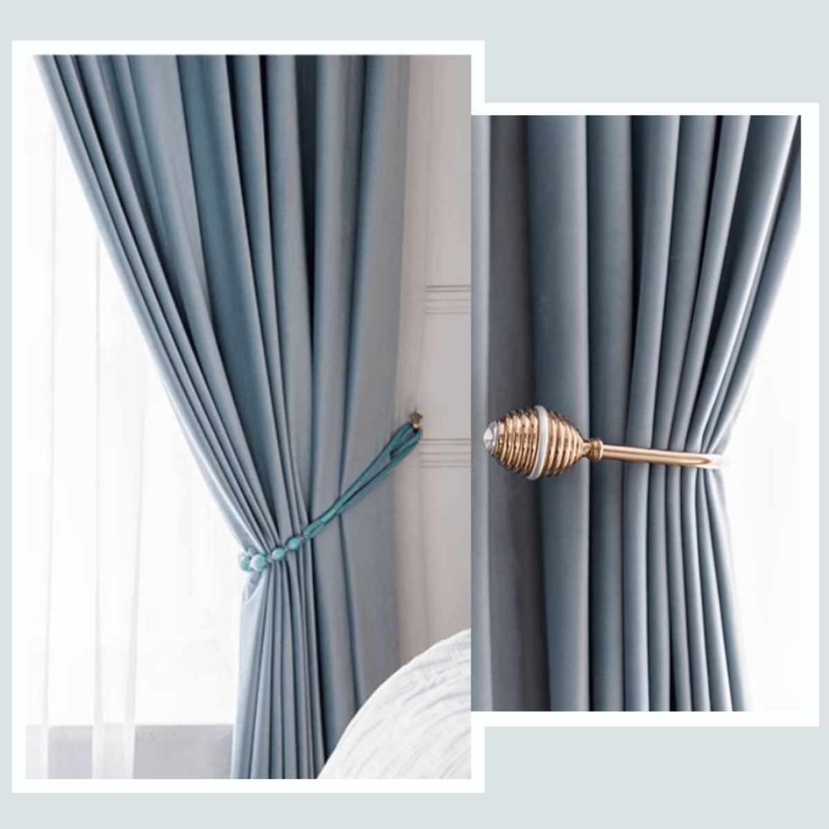 SILKMAJESTY VELVET DELIGHT AZURE Blackout Curtains - Home Curtains